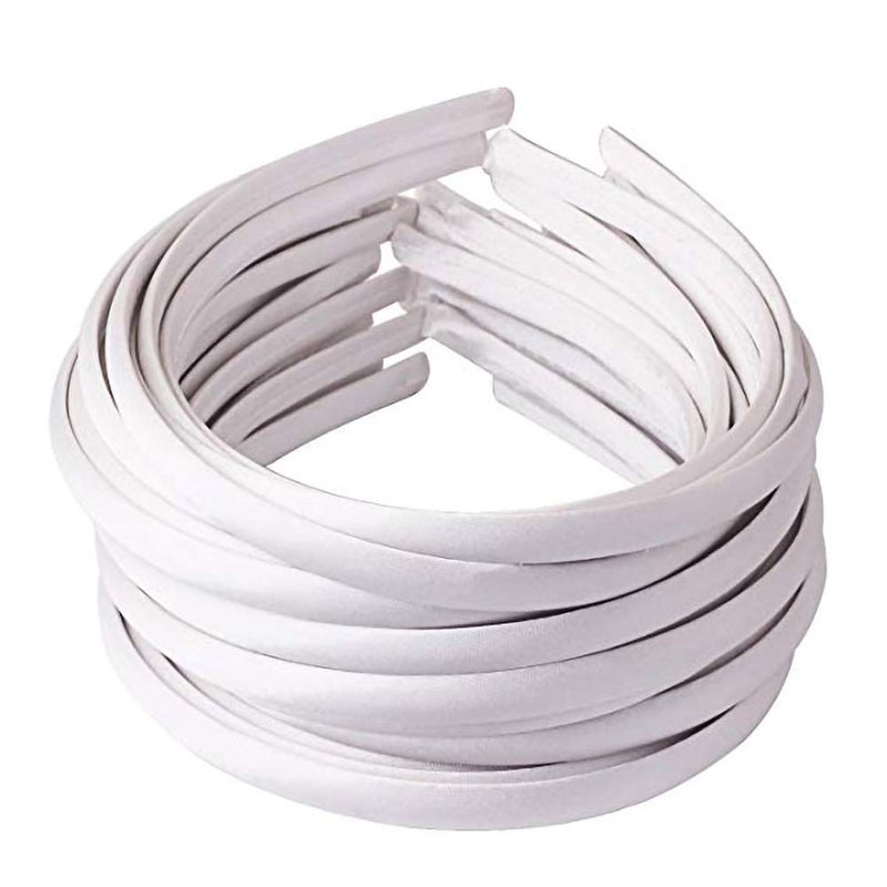 Suyegirl 20 PCS 1 CM White Plain Satin Headbands Fabric Hard Head Bands Solid Color White Hoop DIY Craft Hairbands Hair Pieces for Women Girls - Image 2